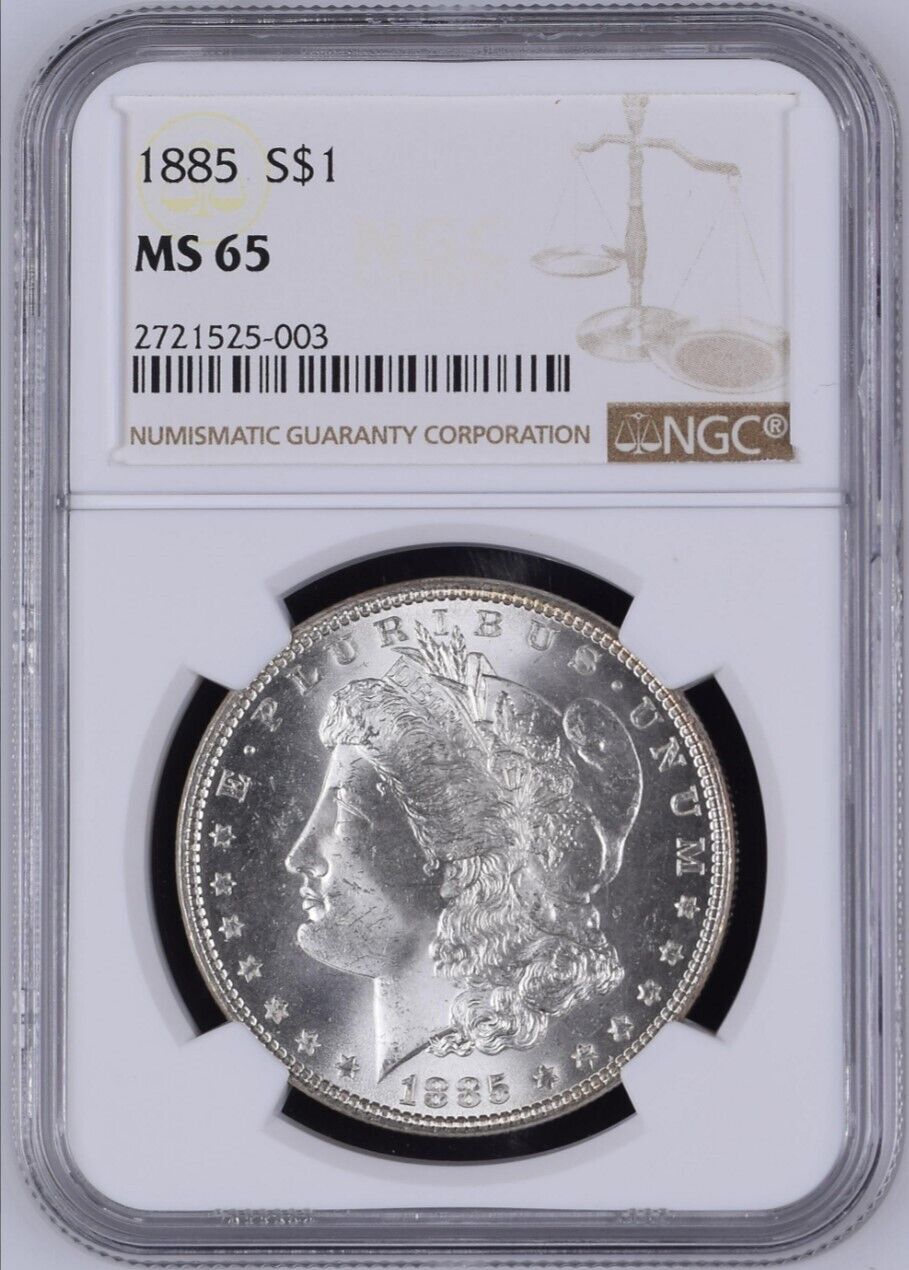 1885-P Morgan Silver Dollar NGC MS65  -  -  Blast White