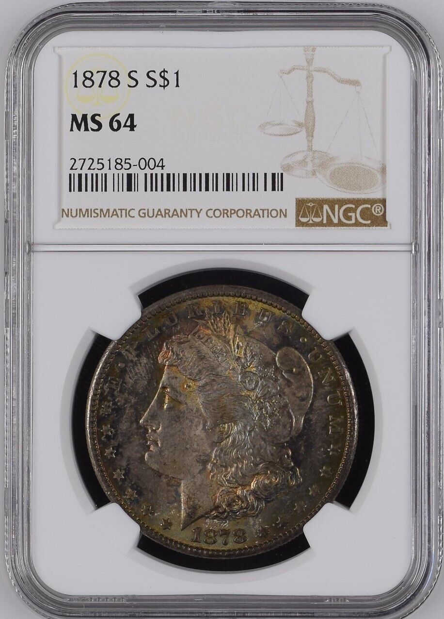 1878-S $1 Morgan Dollar NGC MS64 - Evenly and Attractively Toned Gem