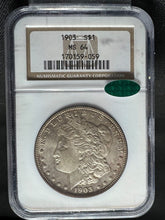 Load image into Gallery viewer, 1903-P $1 Morgan Dollar NGC MS64 (CAC) Beautiful White Coin w/ Great Surfaces
