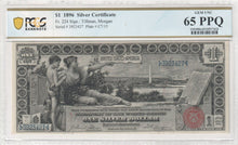 Load image into Gallery viewer, 1896 $1 Educational Silver Certificate FR 224 -- PCGS Banknote 65 PPQ  Gem Note
