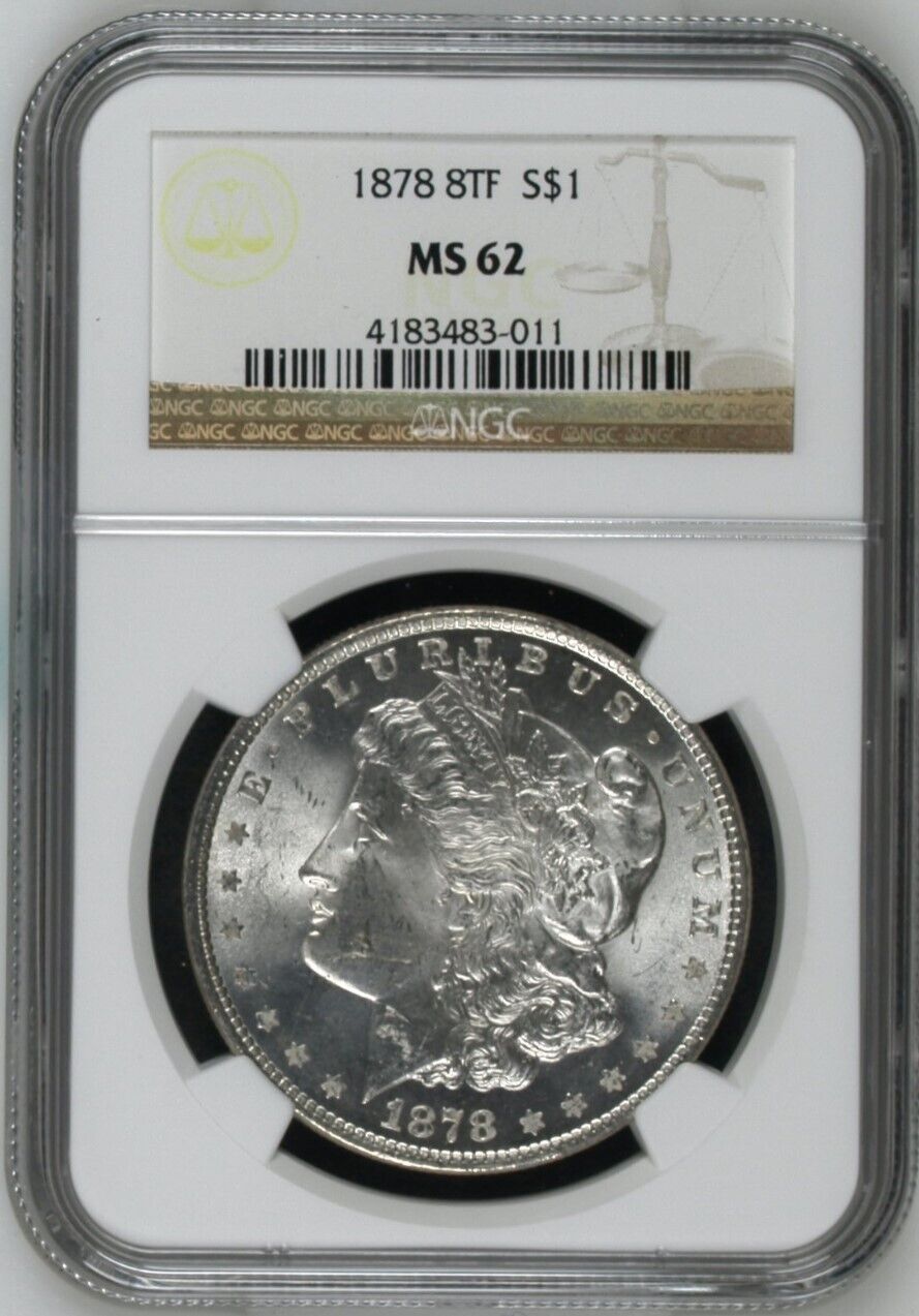 1878 8TF $1 Morgan Silver Dollar NGC MS62 - Mr Frosty Lives Here