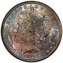 Load image into Gallery viewer, 1885-CC Morgan Silver Dollar PCGS MS65 - - Green, Blue, Burgundy &amp; Russet Toning
