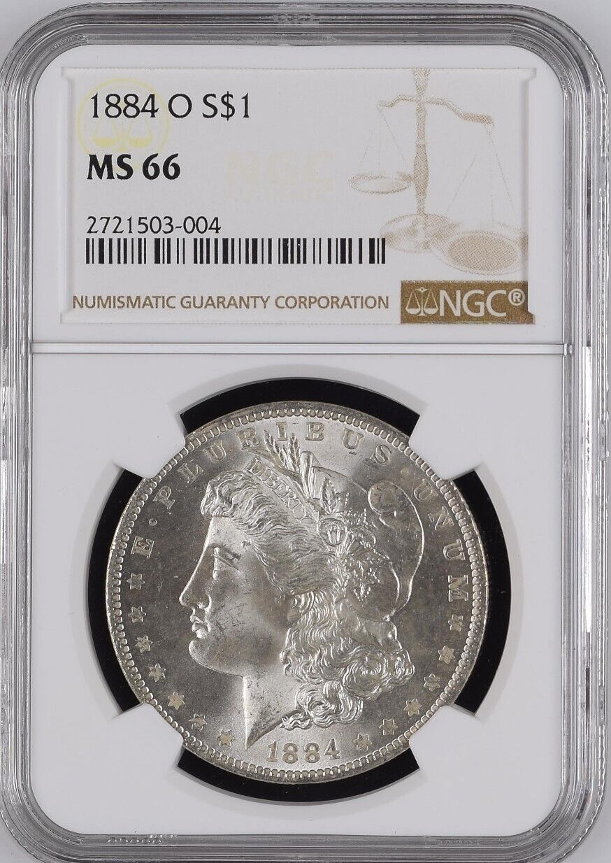 1884-O Morgan Silver Dollar NGC MS66 - Blast White