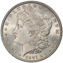 Load image into Gallery viewer, 1891-P Morgan Silver Dollar PCGS MS64  -  Frosty Devices &amp; Blast White Surfaces

