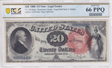 Load image into Gallery viewer, 1880 $20 Hamilton Legal Tender FR 136 PCGS Banknote 66 PPQ Gem CU
