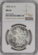 Load image into Gallery viewer, 1892-CC Morgan Silver Dollar NGC MS65  -  -  Mr Frosty Lives Here
