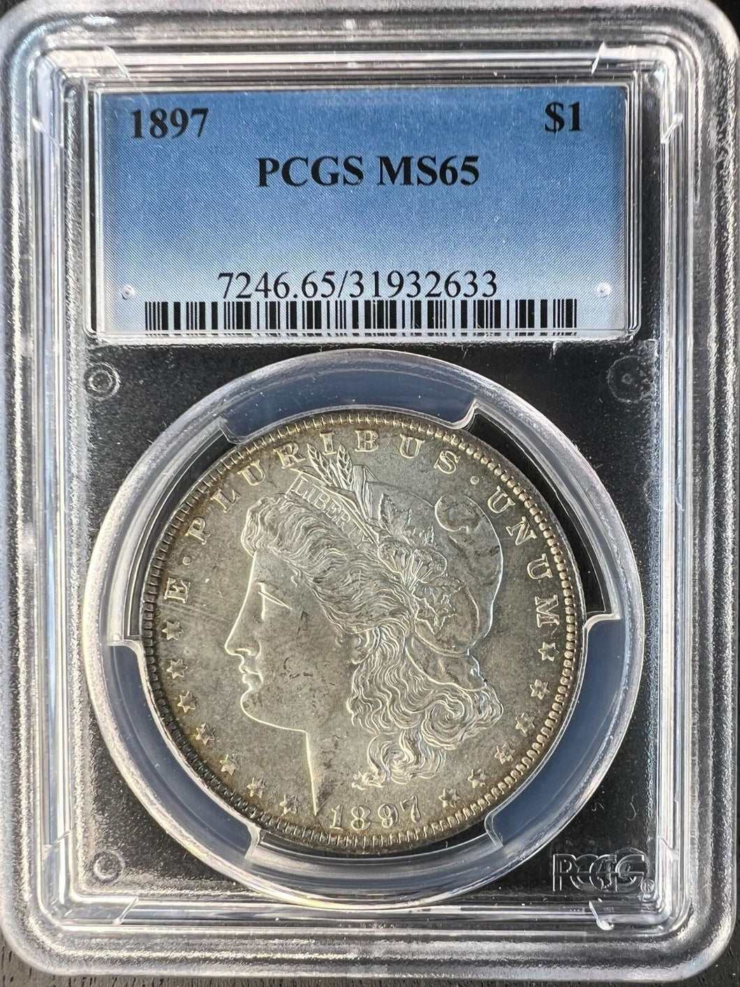 1897-P Morgan Silver Dollar PCGS MS65  --  White Obverse w/ Light Rim Toning