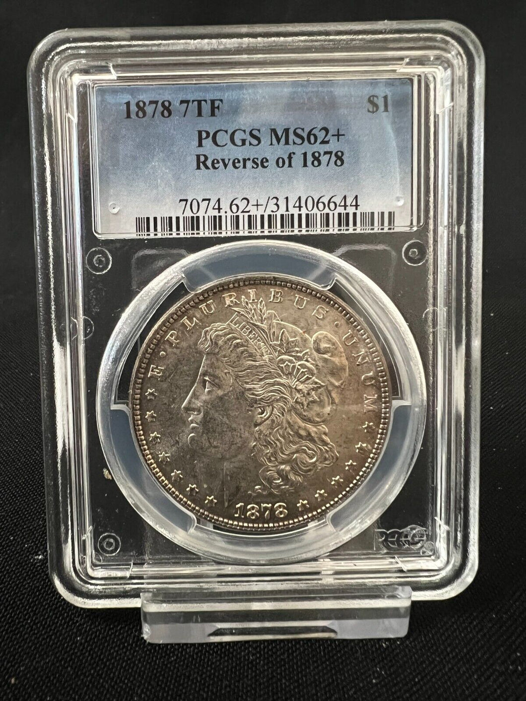 1878 7tf $1 Morgan Silver Dollar PCGS MS62+ -- Reverse of 78