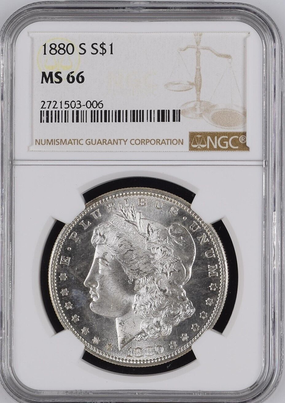 1880-S $1 Morgan Silver Dollar NGC MS66 - Blast White & Frosty Devices