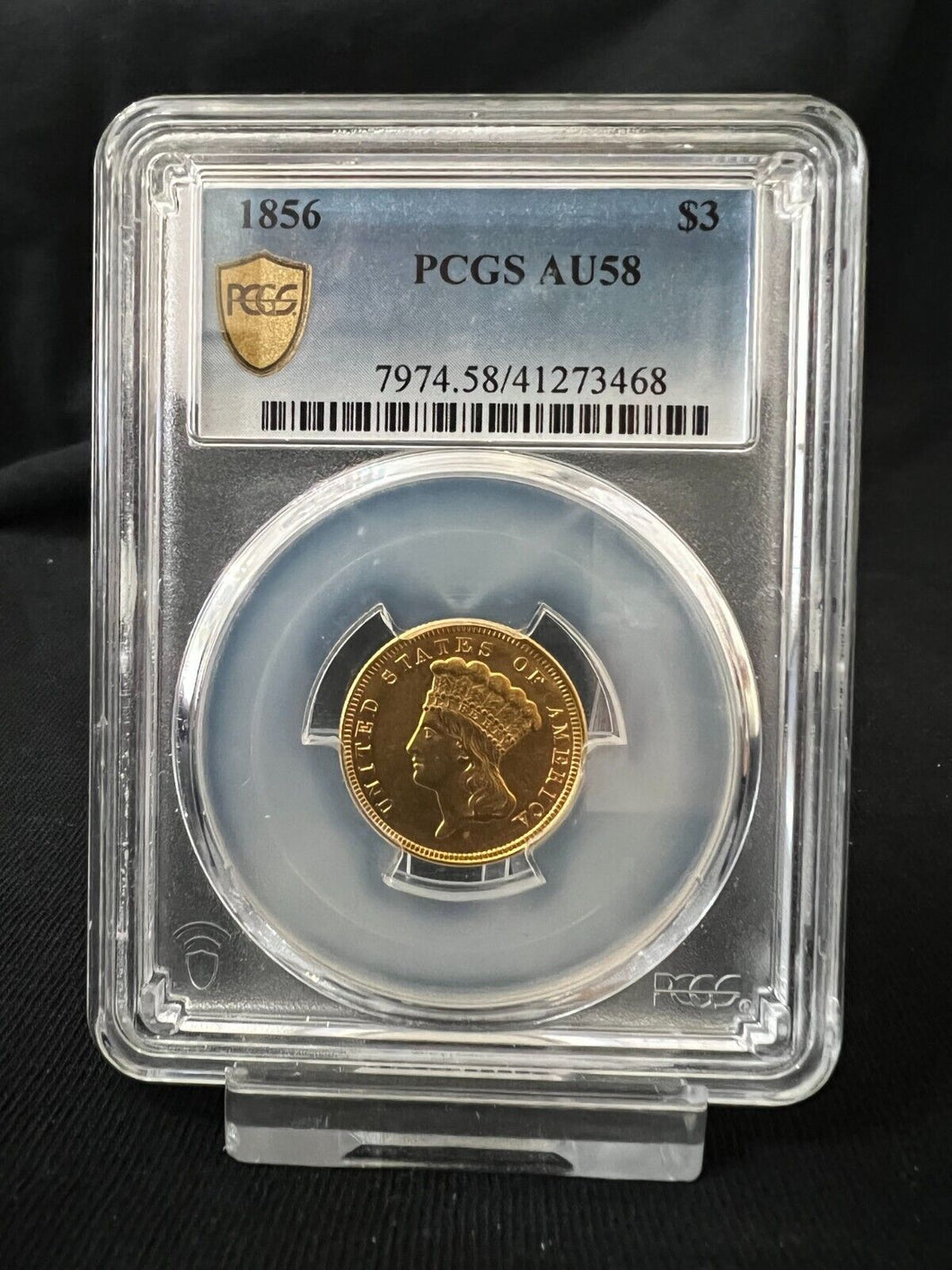 1856 $3 GOLD INDIAN PRINCESS -- PCGS AU58