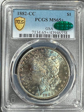 Load image into Gallery viewer, 1882-CC Morgan Silver Dollar PCGS MS65+ (CAC) - - Variegated Turquoise &amp; Golden
