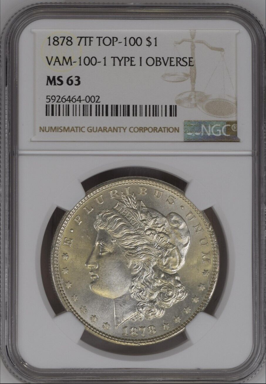 1878 7tf $1 Morgan Silver Dollar NGC MS63 VAM-100 - TOP 100