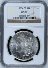 Load image into Gallery viewer, 1884-CC $1 Morgan Silver Dollar NGC MS62 -- Blast White
