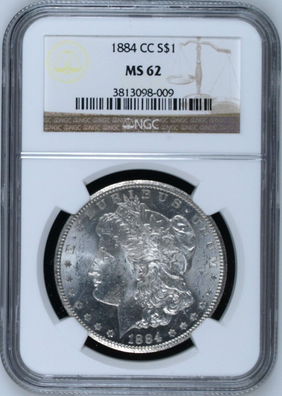 1884-CC $1 Morgan Silver Dollar NGC MS62 -- Blast White