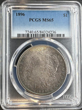Load image into Gallery viewer, 1896-P Morgan Silver Dollar PCGS MS65  - -  Unusual Burgundy Toning
