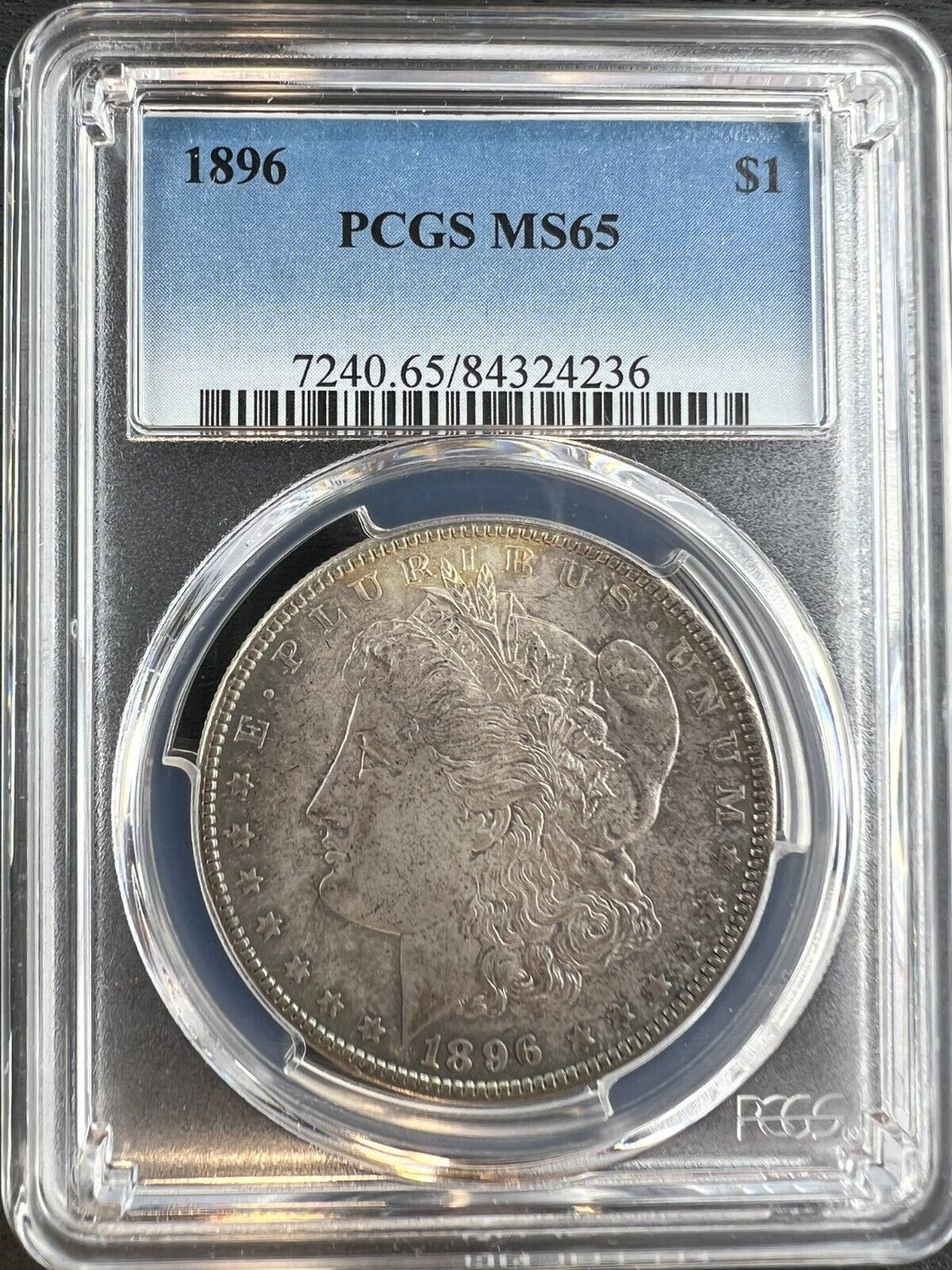 1896-P Morgan Silver Dollar PCGS MS65  - -  Unusual Burgundy Toning