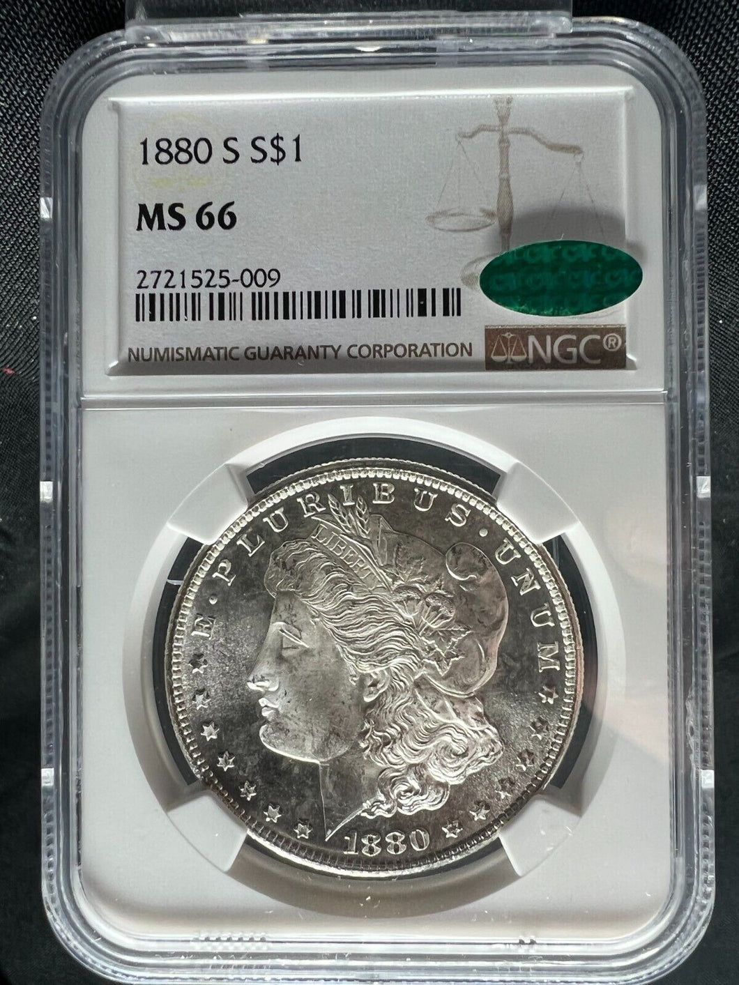 1880-S $1 Morgan Silver Dollar NGC MS66 (CAC) - -  Blast White & Frosty Beauty