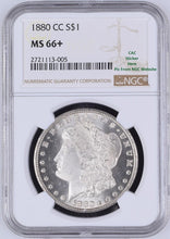 Load image into Gallery viewer, 1880-CC $1 Morgan Silver Dollar NGC MS66+ (CAC) - Frosty Blast White Gem
