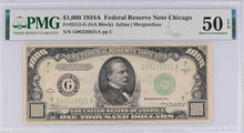 Load image into Gallery viewer, 1934-A $1000 Federal Reserve Note Chicago FR 2212-G PMG 50 EPQ Exceptional Note
