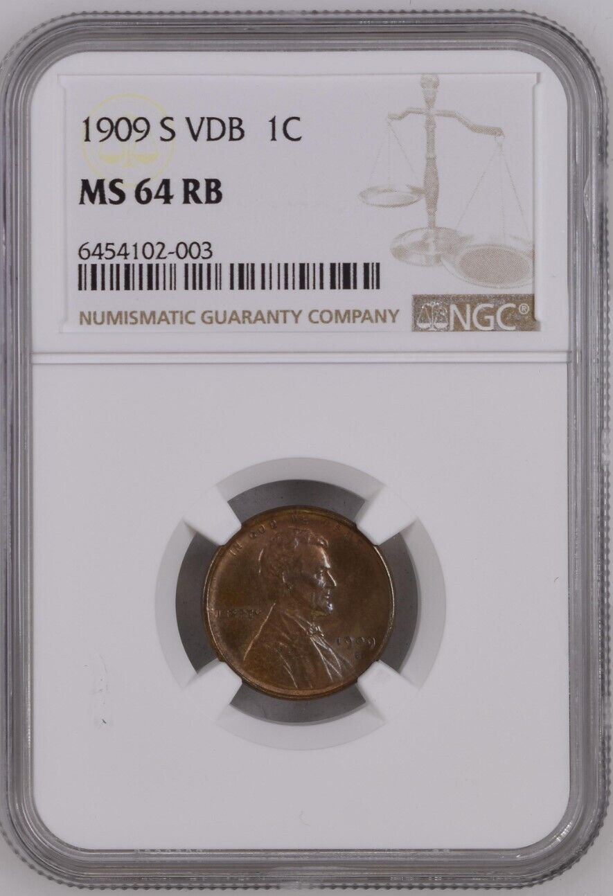 1909-S VDB 1¢ Lincoln Penny  -- NGC MS64 RB