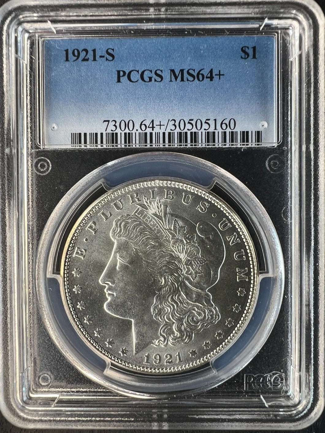 1921-S Morgan Silver Dollar PCGS MS64+  -  -  Lustrous and Blast White