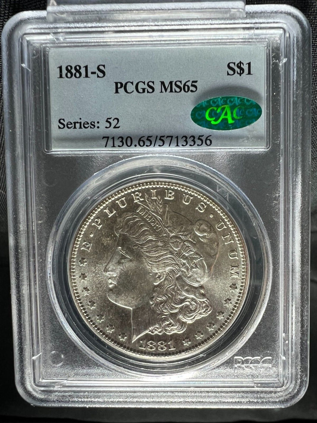 1881-S Morgan Silver Dollar PCGS MS65 (CAC) - -  Lustrous Blast White & Frosty