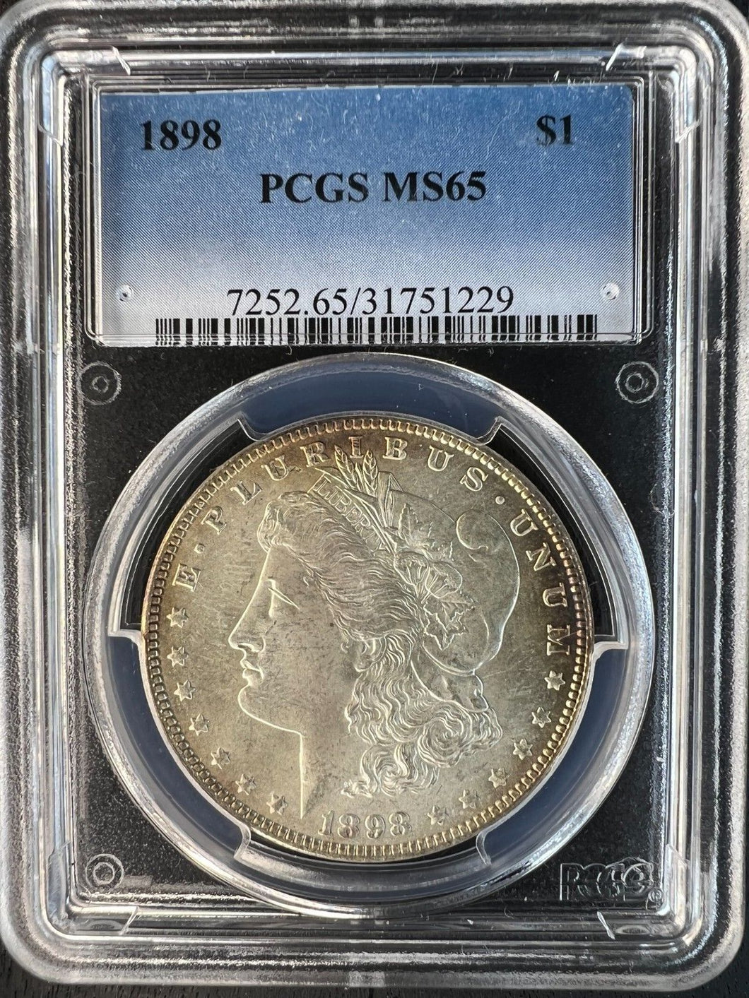 1898-P Morgan Silver Dollar PCGS MS65 - White Coin w/ Some Peripheral Rim Toning