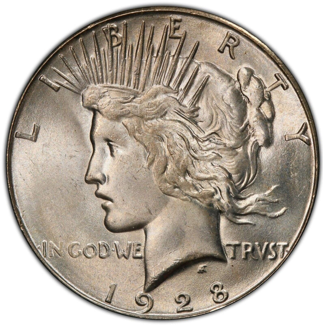 1928-S Peace Dollar PCGS MS64 -  - Blast White & Lustrous - An Exceptional Coin