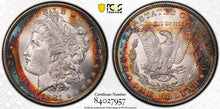 Load image into Gallery viewer, 1881-P Morgan Silver Dollar PCGS MS65+  Beautiful Dual Crescent Rainbow Toning
