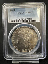 Load image into Gallery viewer, 1891-P $1 Morgan Silver Dollar PCGS MS64 Frosty w/ Light Peripheral Reverse Tone
