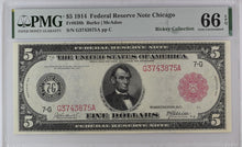Load image into Gallery viewer, 1914 $5  Federal Reserve Note Chicago FR 838b - PMG 66 EPQ -- Only 1 Finer!
