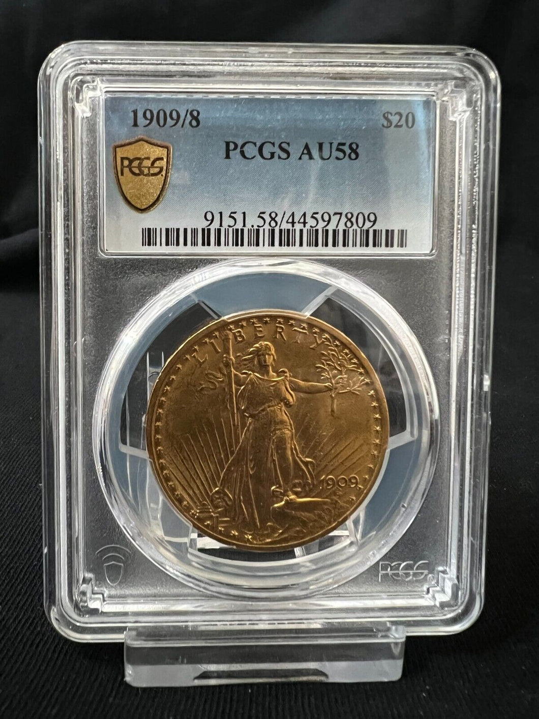1909/8 $20 St Gaudens Gold -- PCGS AU58 - Nice PQ Coin