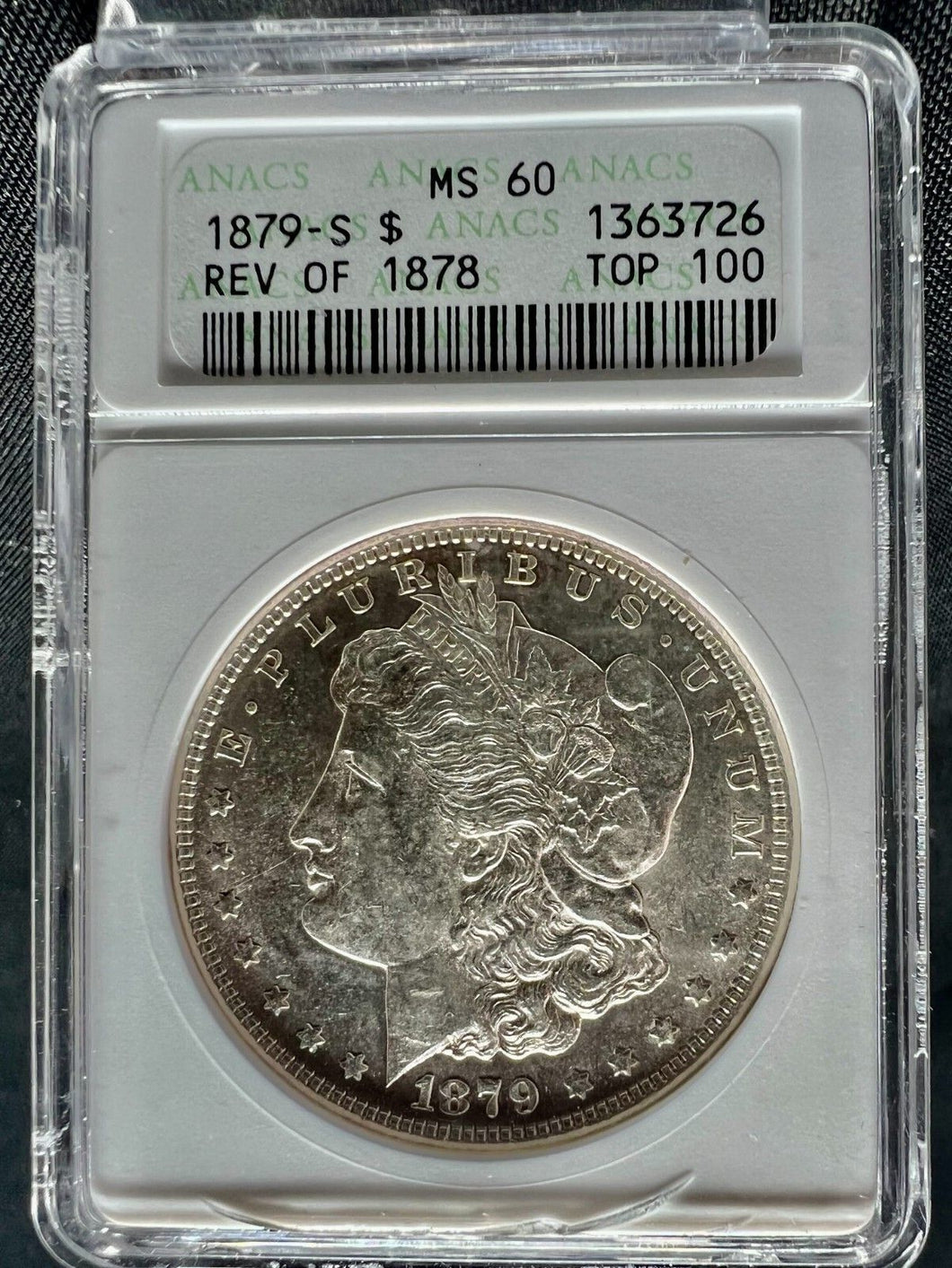 1879-S Reverse 1878 $1 Morgan Silver Dollar ANACS MS60 - Rare Coin - Nice Unc