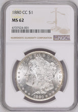 Load image into Gallery viewer, 1880-CC $1 Morgan Silver Dollar NGC MS62 -- Frosty!
