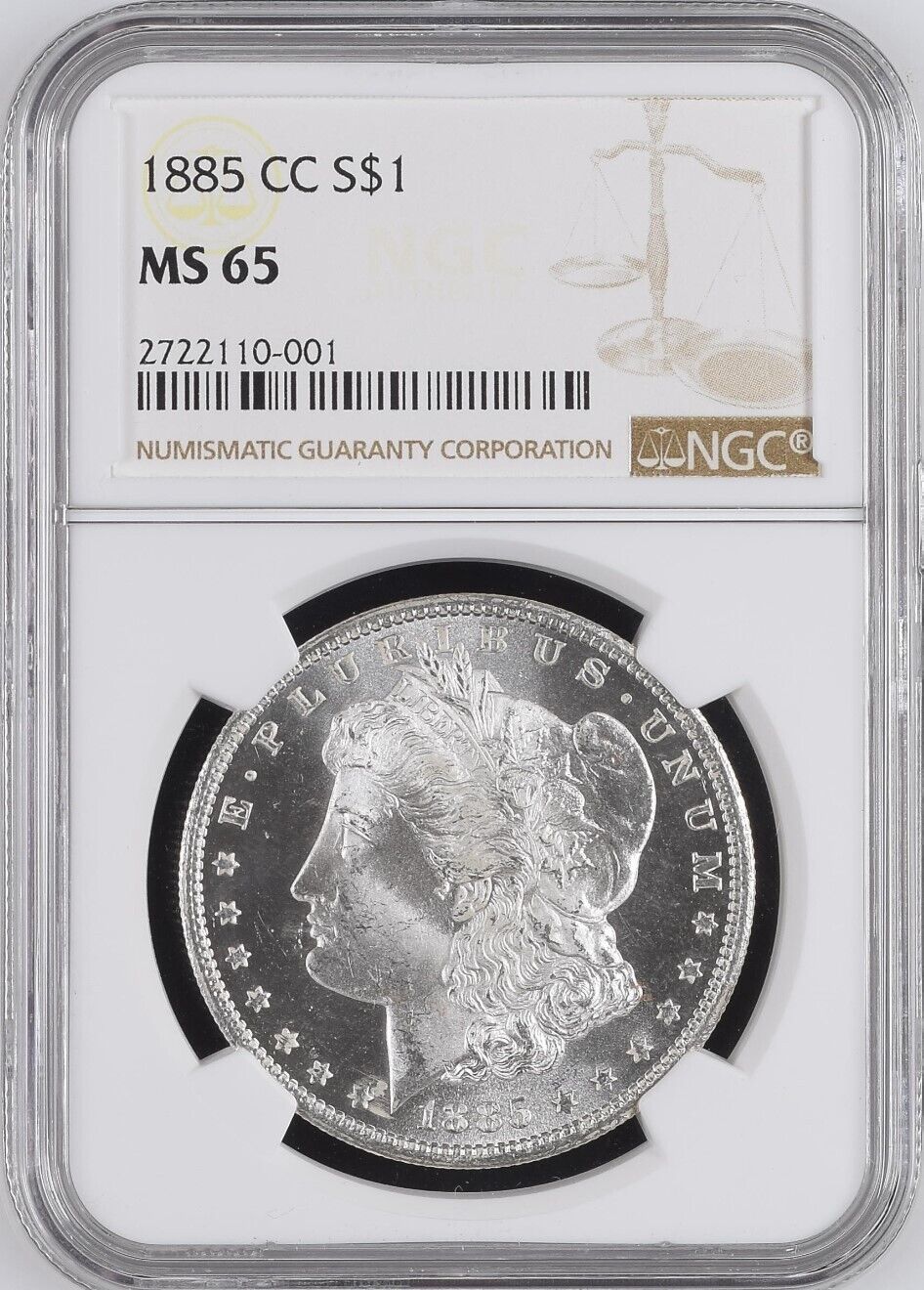 1885-CC Morgan Silver Dollar NGC MS65 - - A Frosty and Blast White Gem
