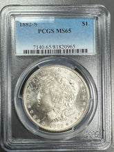 Load image into Gallery viewer, 1882-S Morgan Silver Dollar PCGS MS65  - -  Frosty and Blast White
