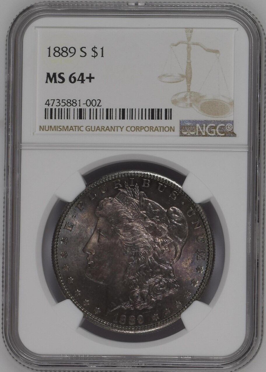 1889-S $1 Morgan Silver Dollar NGC MS64+ - Gorgeous Toned Beauty