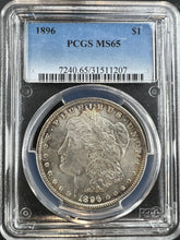 Load image into Gallery viewer, 1896-P Morgan Silver Dollar PCGS MS65  - -  Blast White w/ Golden Rim Toning
