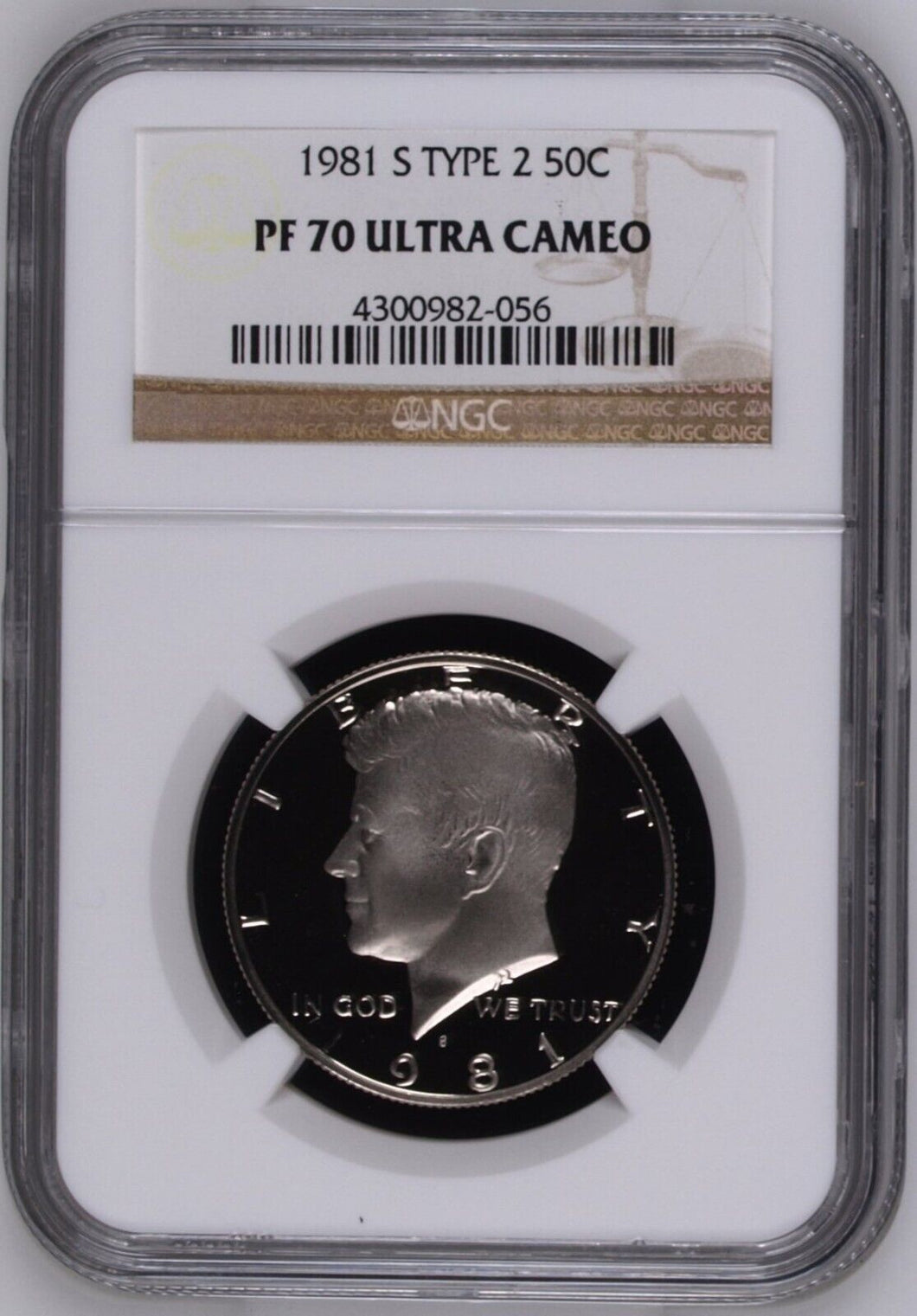 1981-S Kennedy Half Dollar 50 Cent Type 2 NGC Proof 70 Ultra Cameo