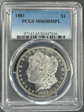 Load image into Gallery viewer, 1883-P Morgan Silver Dollar PCGS MS65 DMPL (DPL) Frosty Blast White Deep Mirrors
