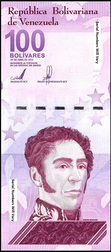 Venezuela 2021 100 Bolivares Digitales Banknotes UNC 100 Million P119 Per 1 Note