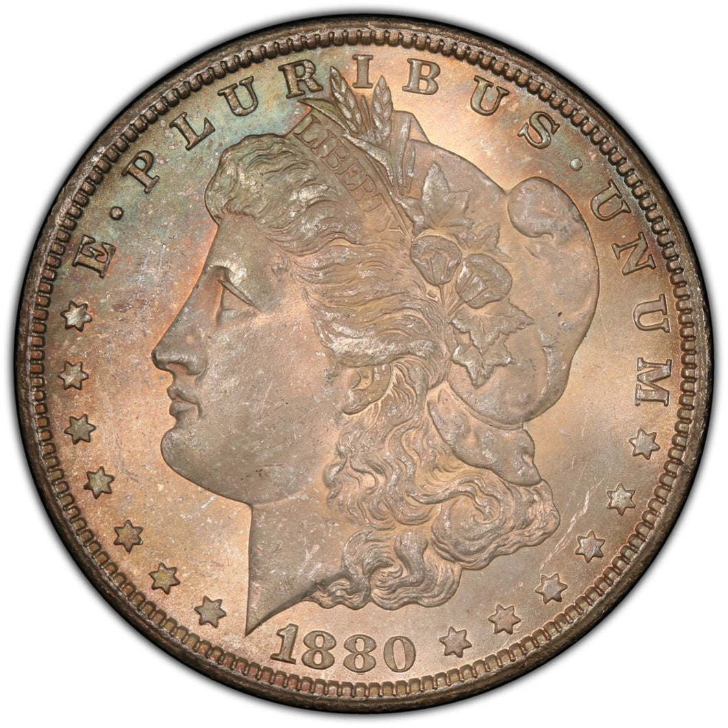 1880-CC $1 Morgan Silver Dollar PCGS MS64 - BeautifullyToned Light Russet Gem