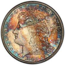 Load image into Gallery viewer, 1882-S Morgan Silver Dollar PCGS MS66 -- Blue, Green, Orange and Burgundy Colors
